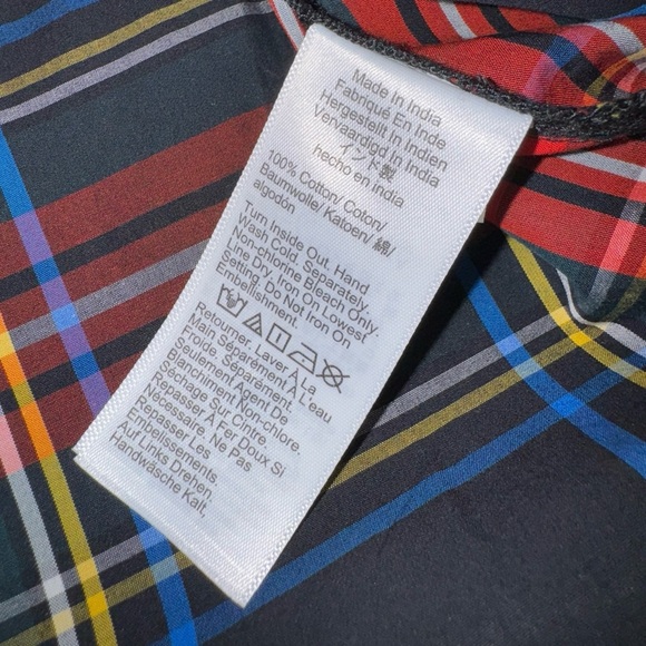J.Crew Fresco Top Stewart Tartan Jewel Buttons Organic Cotton - Picture 11 of 11